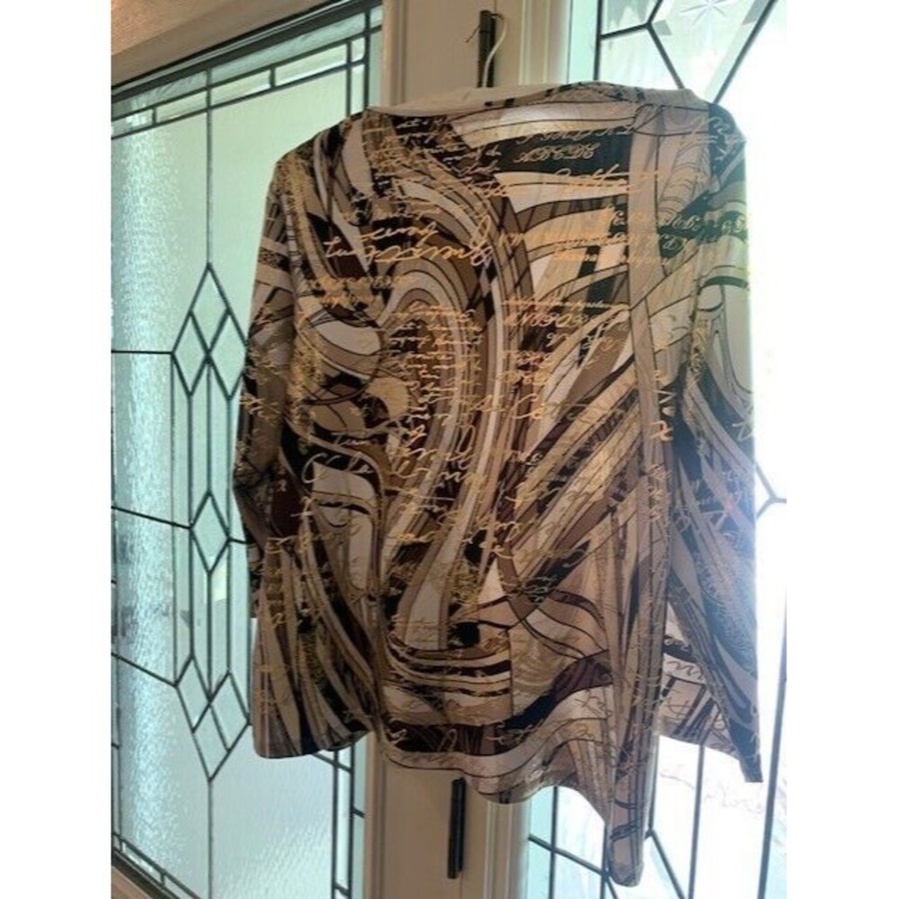 Allison Dailey Sz Large Top 3/4 Sleeve Glitzy Travel Cruise Coastal